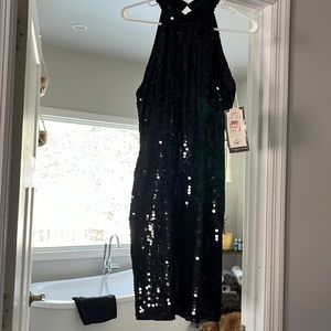 Black sequins cocktail dress